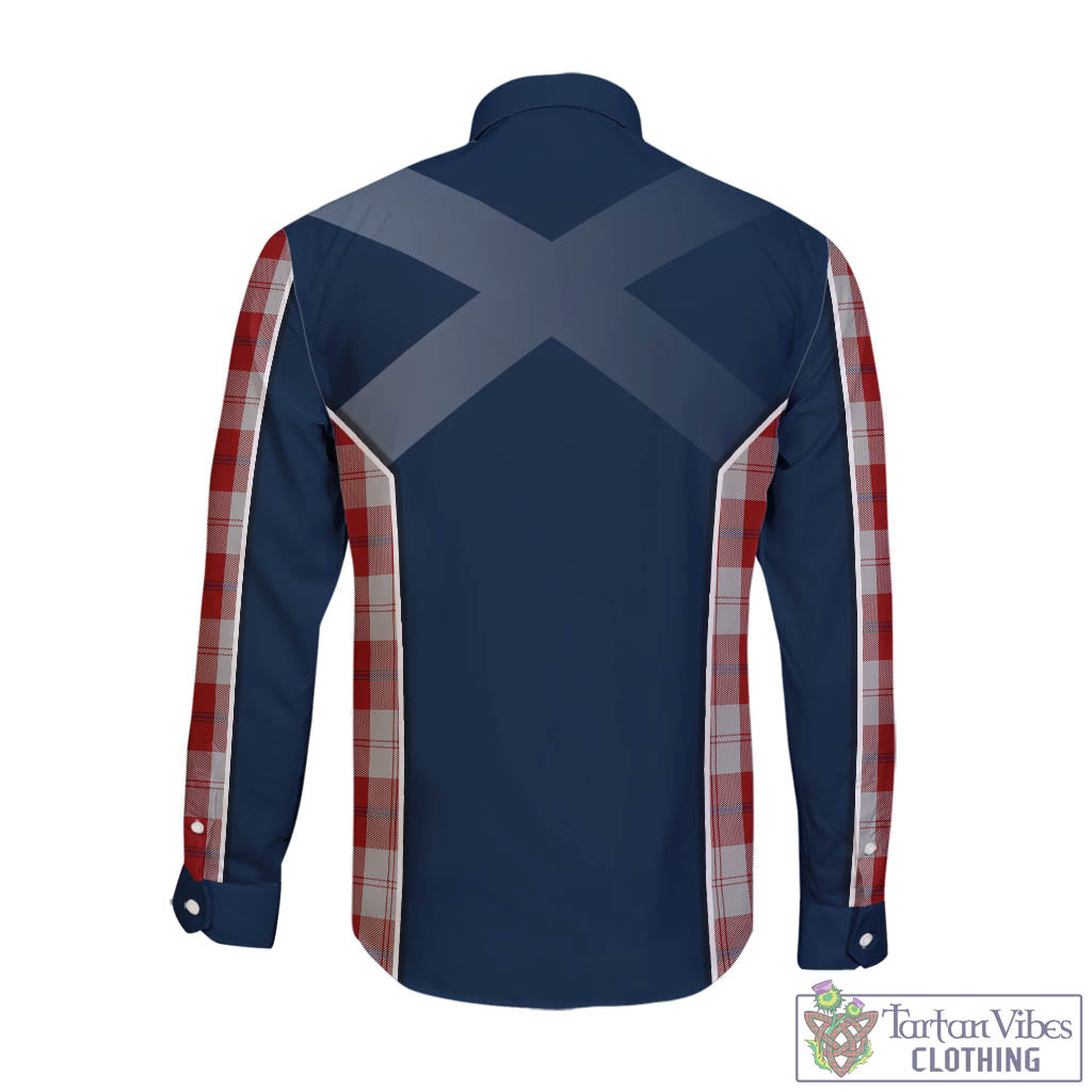 Tartan Vibes Clothing Cunningham Dress Tartan Long Sleeve Button Up Shirt with Family Crest and Scottish Thistle Vibes Sport Style