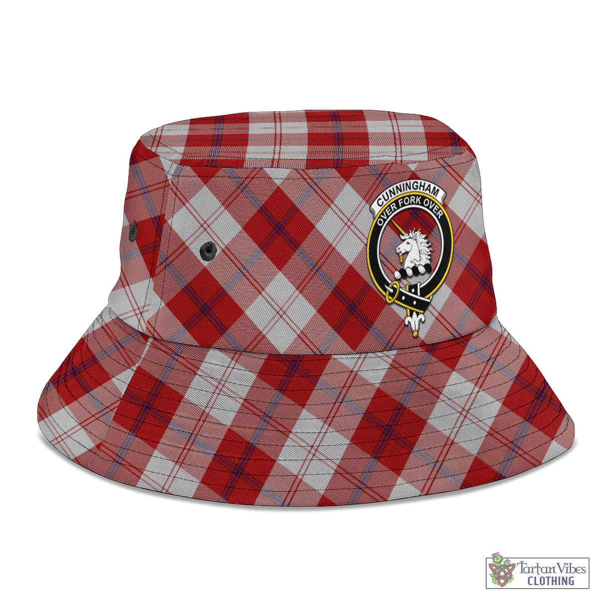 Tartan Vibes Clothing Cunningham Dress Tartan Bucket Hat with Family Crest