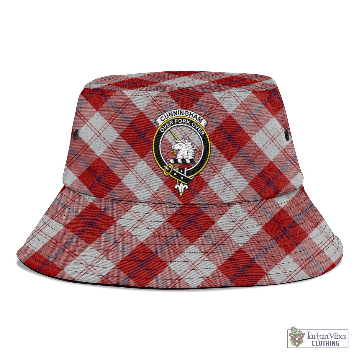 Tartan Vibes Clothing Cunningham Dress Tartan Bucket Hat with Family Crest