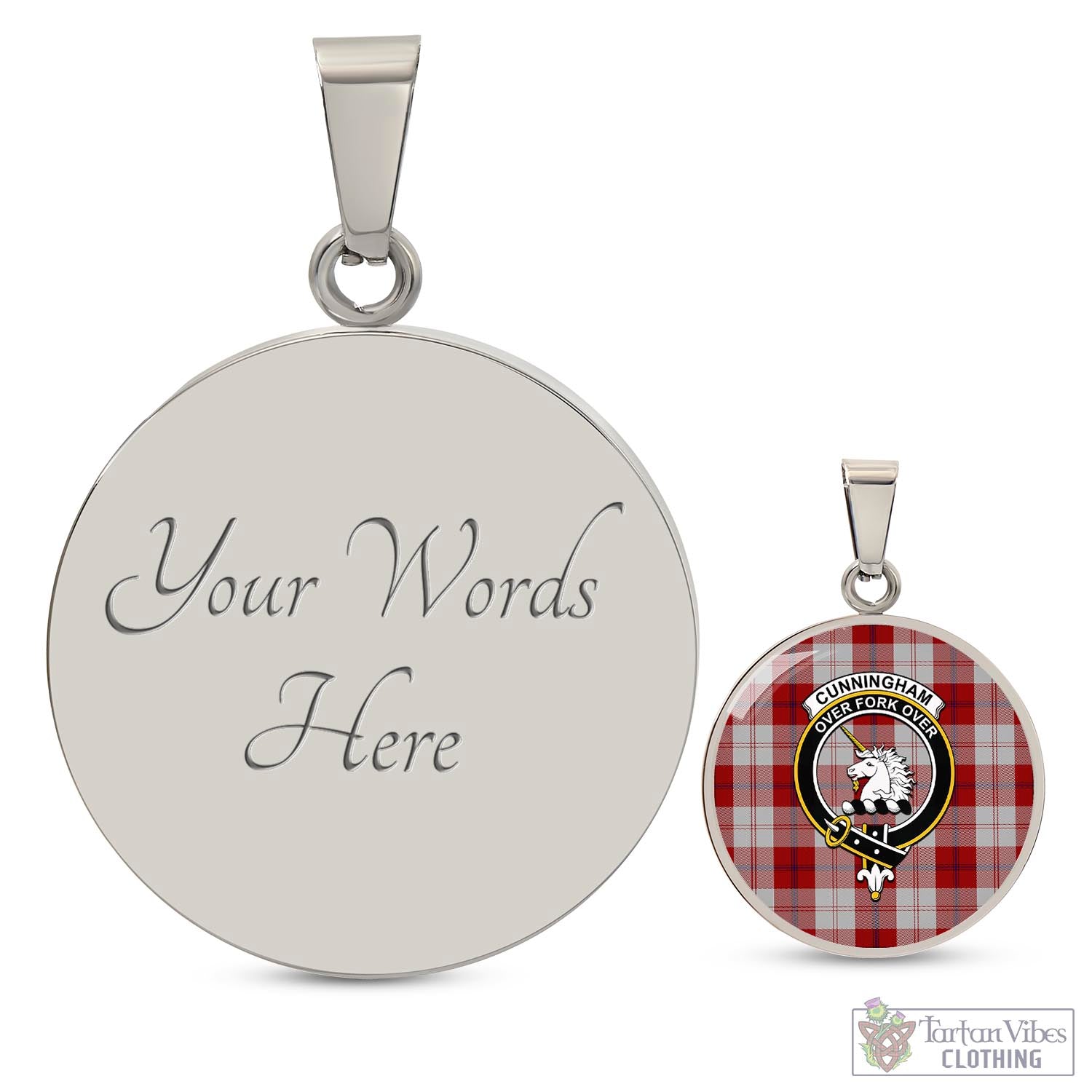 Tartan Vibes Clothing Cunningham Dress Tartan Circle Necklace with Family Crest