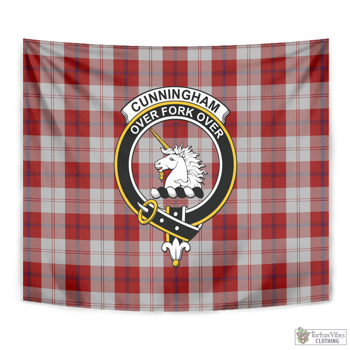 Tartan Vibes Clothing Cunningham Dress Tartan Tapestry Wall Hanging and Home Decor for Room with Family Crest