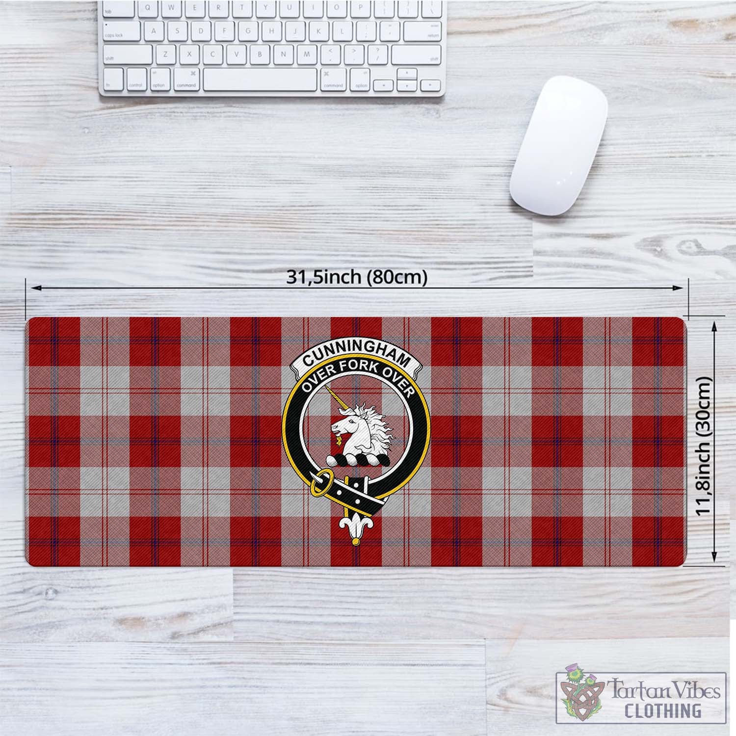 Tartan Vibes Clothing Cunningham Dress Tartan Mouse Pad with Family Crest