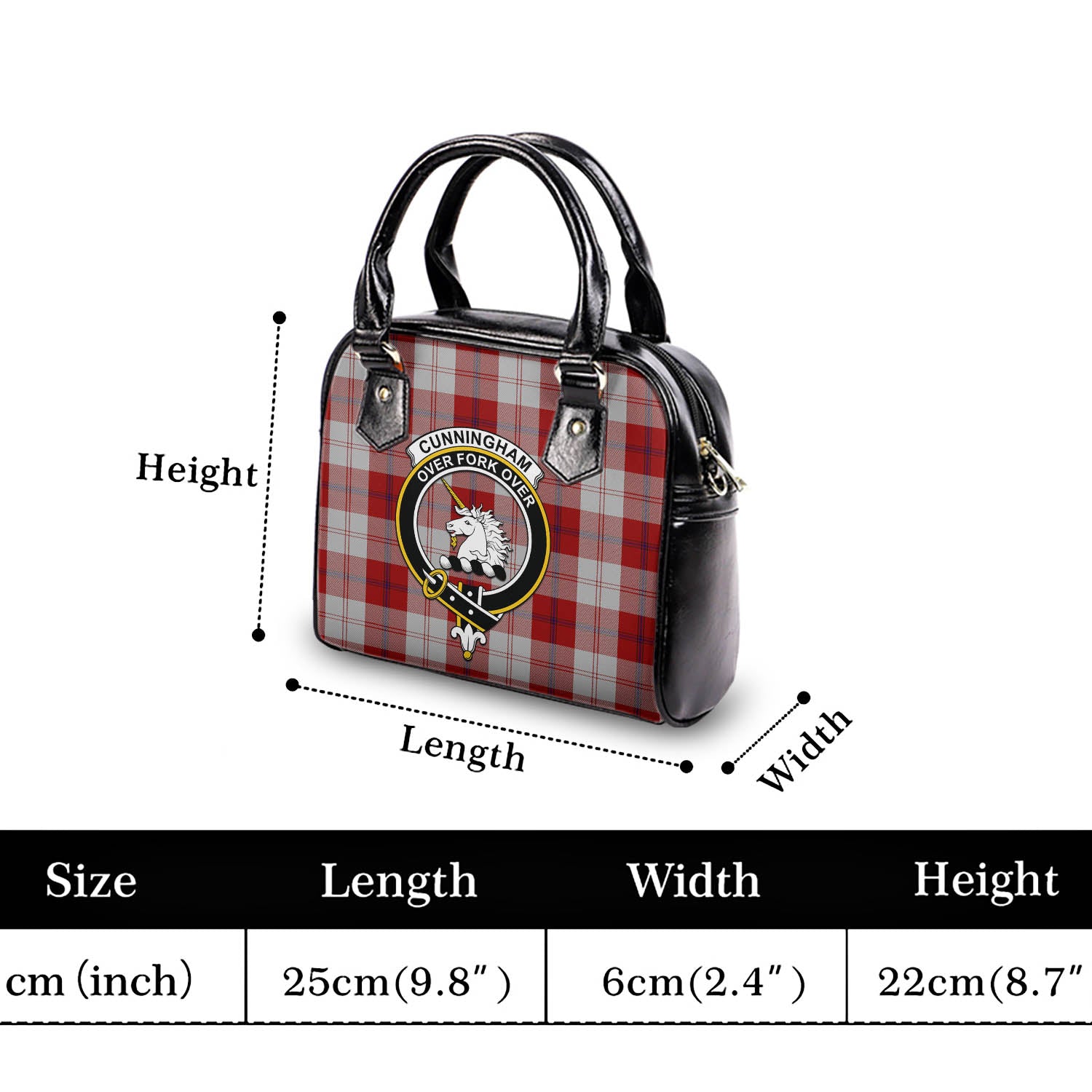 Cunningham Dress Tartan Shoulder Handbags with Family Crest - Tartanvibesclothing