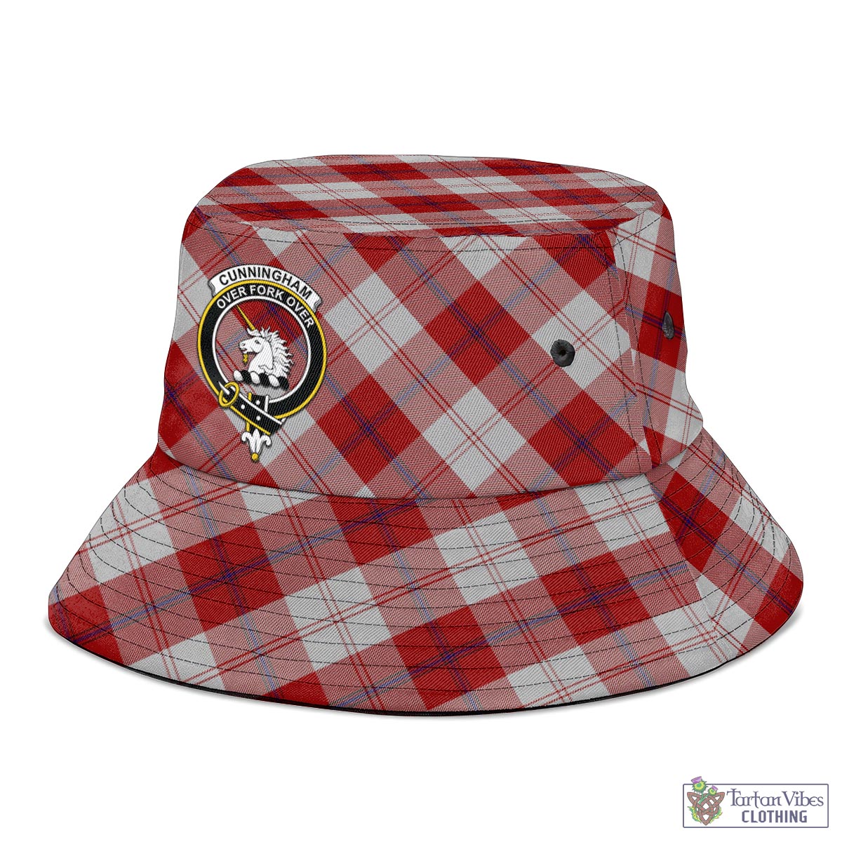 Tartan Vibes Clothing Cunningham Dress Tartan Bucket Hat with Family Crest