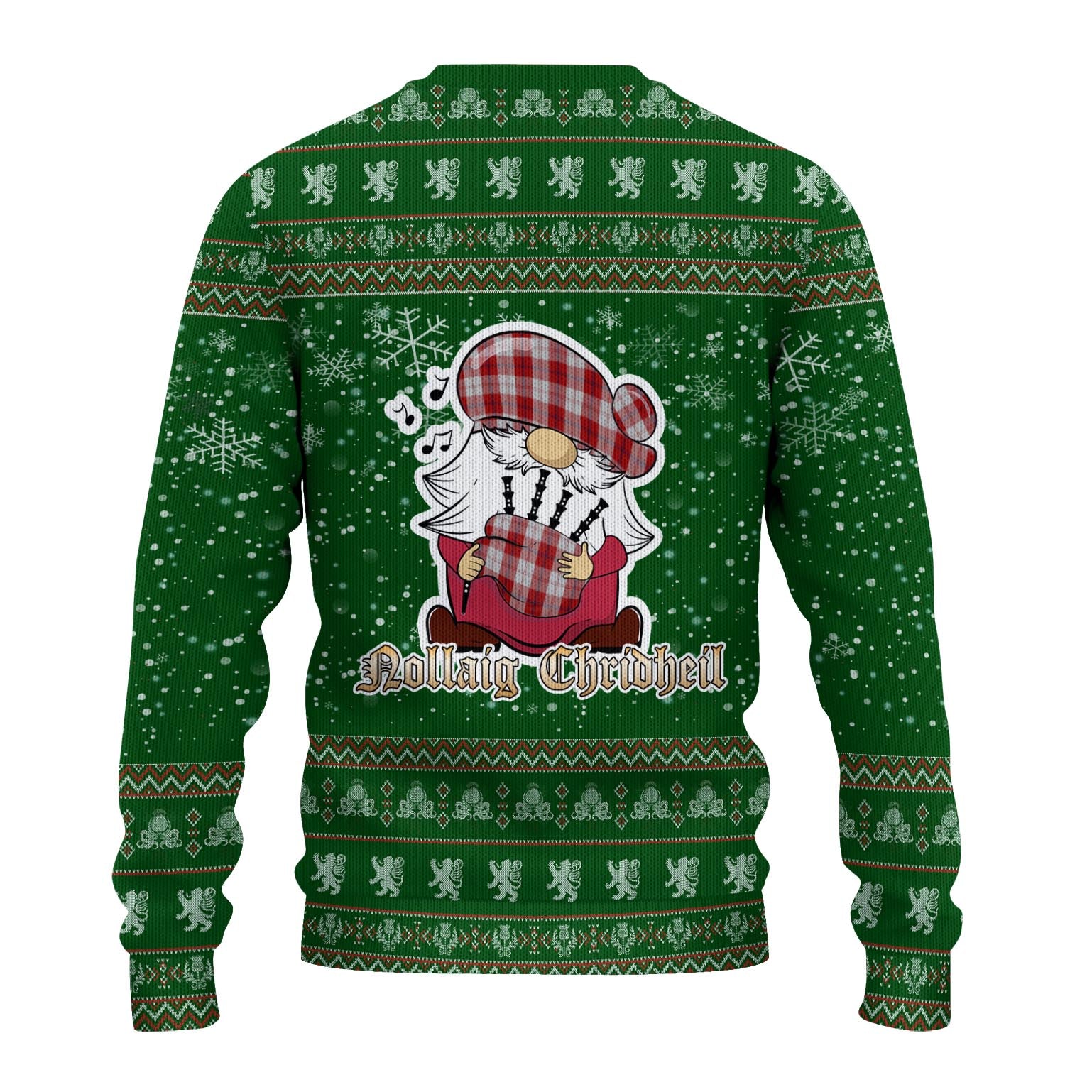 Cunningham Dress Clan Christmas Family Knitted Sweater with Funny Gnome Playing Bagpipes - Tartanvibesclothing