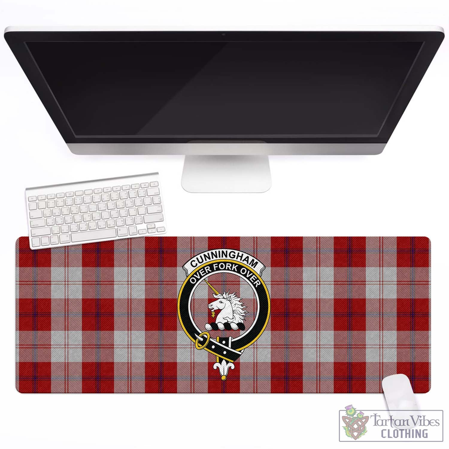 Tartan Vibes Clothing Cunningham Dress Tartan Mouse Pad with Family Crest