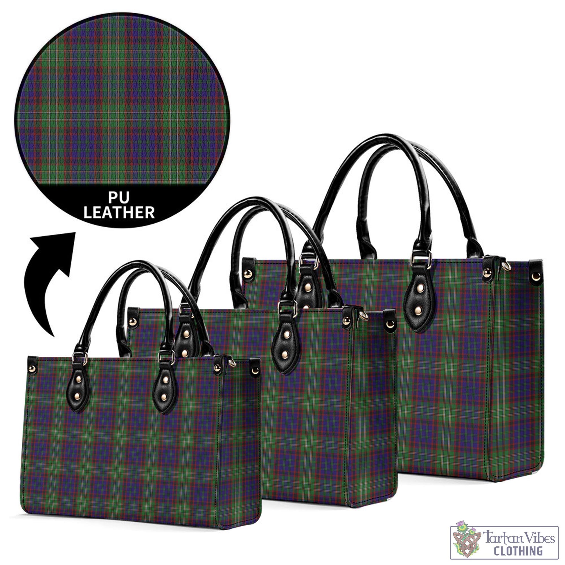 Tartan Vibes Clothing Cunningham Hunting Tartan Luxury Leather Handbags