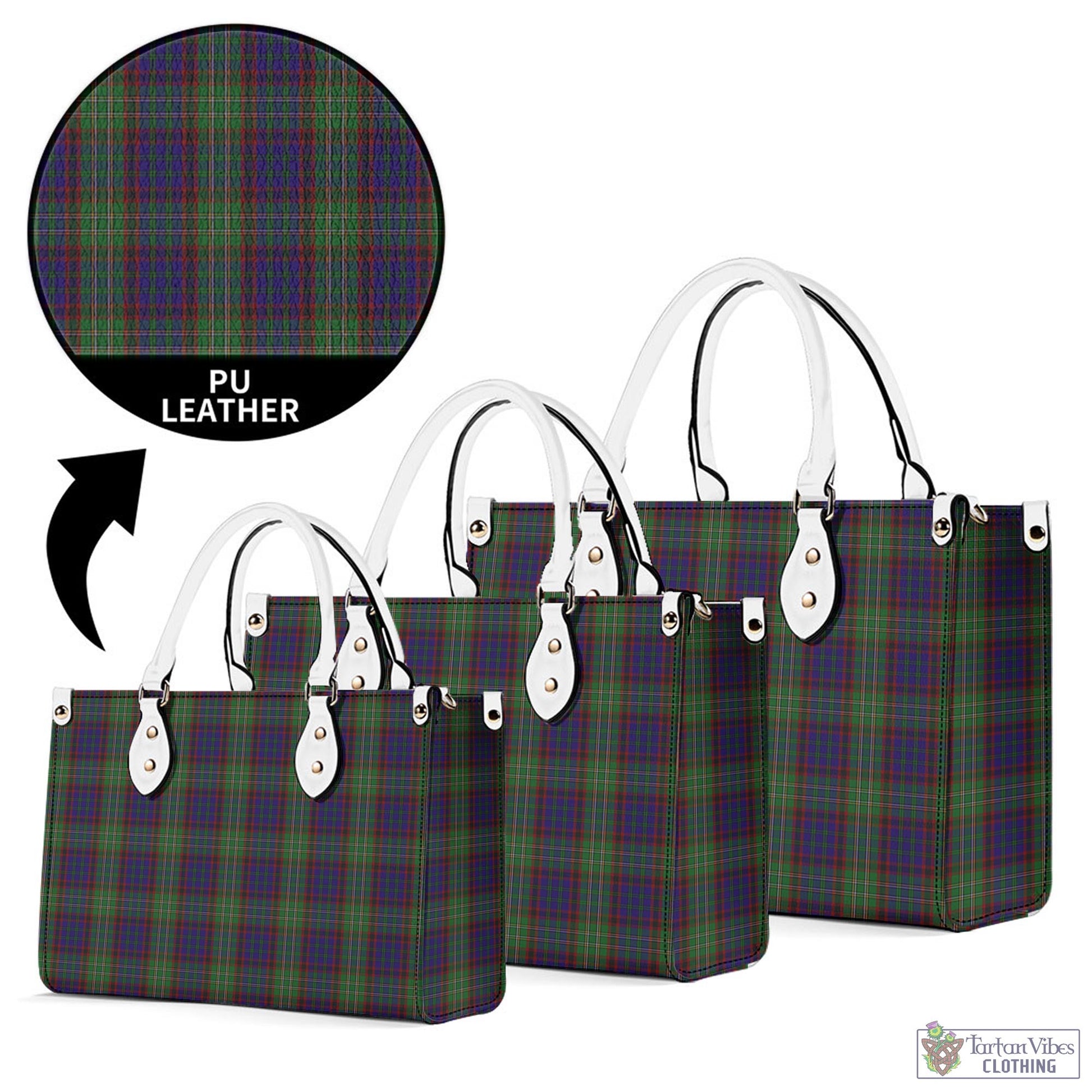 Tartan Vibes Clothing Cunningham Hunting Tartan Luxury Leather Handbags