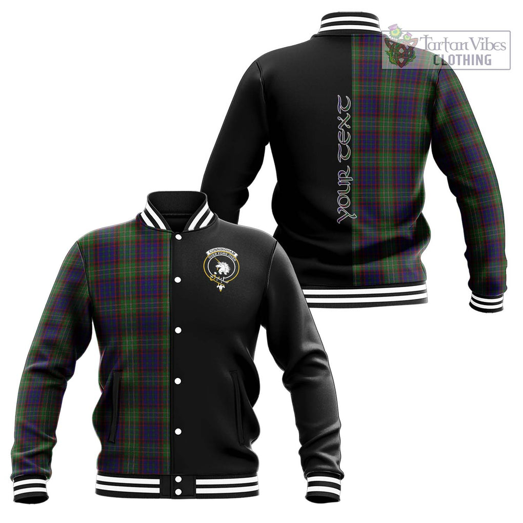 Cunningham Hunting Tartan Baseball Jacket with Family Crest and Half Of Me Style Unisex - Tartanvibesclothing Shop