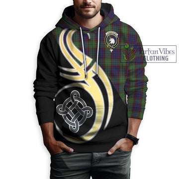 Cunningham Hunting Tartan Hoodie with Family Crest and Celtic Symbol Style