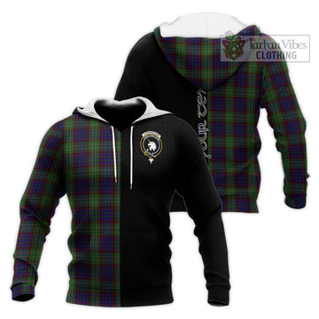 Cunningham Hunting Tartan Knitted Hoodie with Family Crest and Half Of Me Style