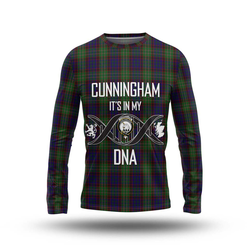 Cunningham Hunting Tartan Long Sleeve T-Shirt with Family Crest DNA In Me Style Unisex - Tartanvibesclothing Shop