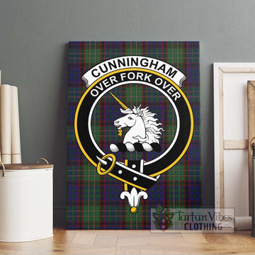 Cunningham Hunting Tartan Canvas Print Wall Art with Family Crest