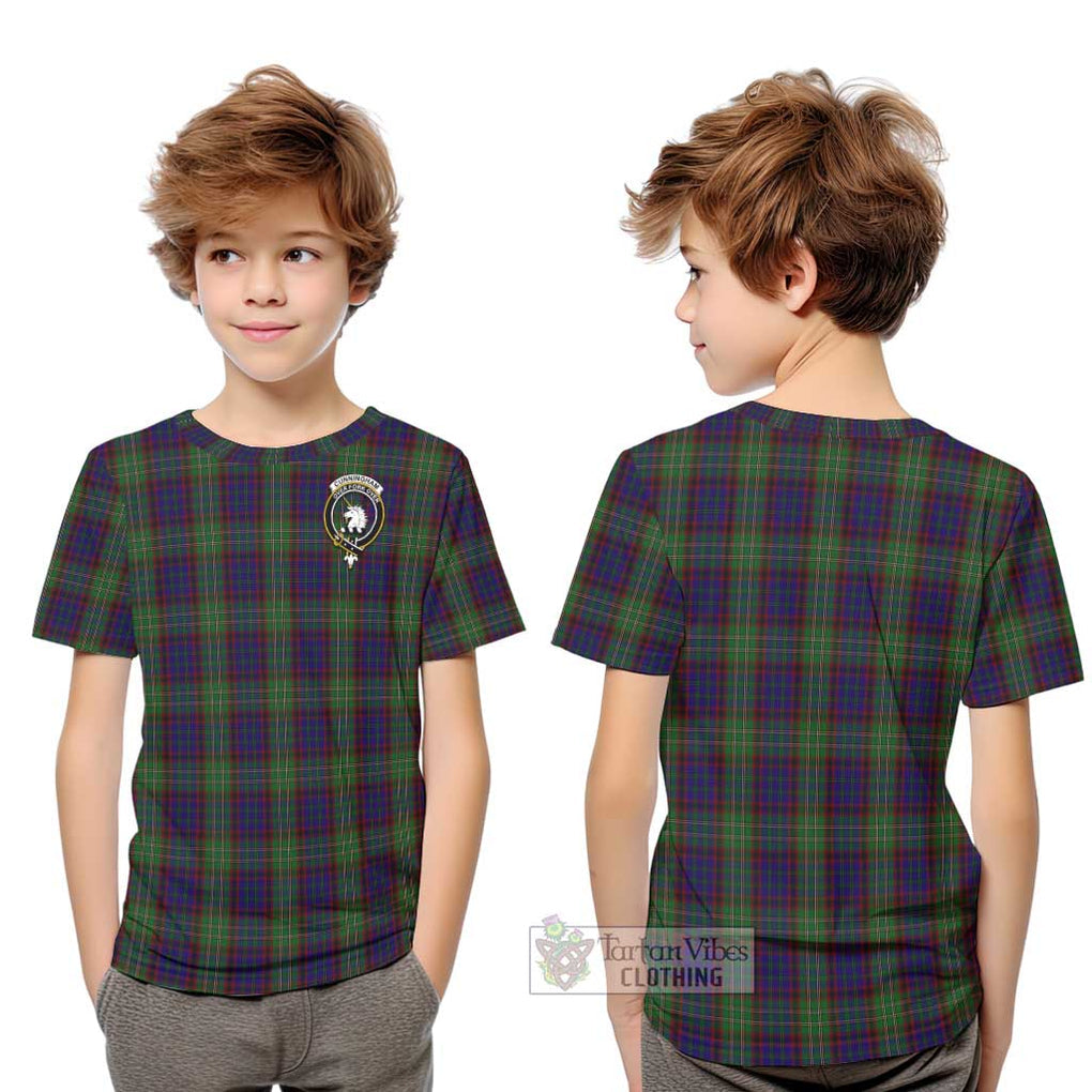 Cunningham Hunting Tartan Kid T-Shirt with Family Crest Youth XL Size14 - Tartanvibesclothing Shop