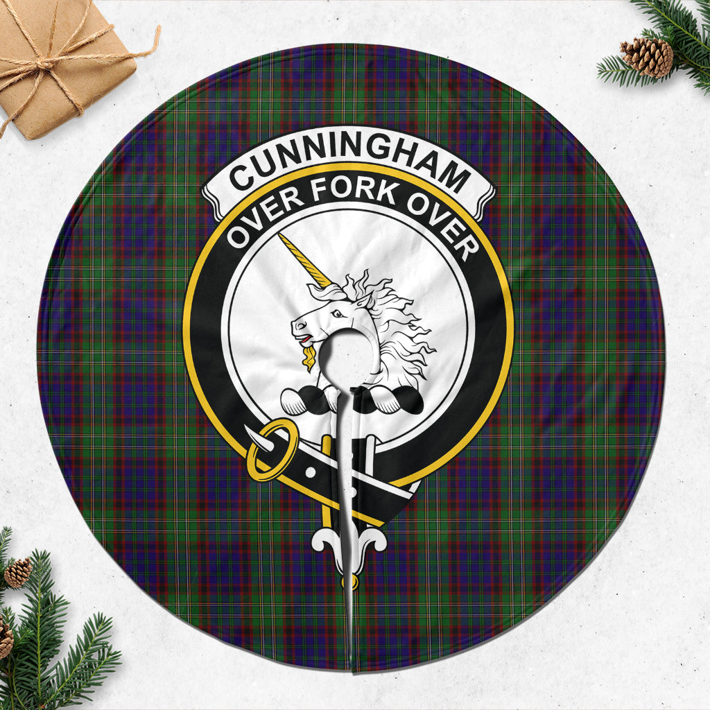 Cunningham Hunting Tartan Christmas Tree Skirt with Family Crest - Tartanvibesclothing