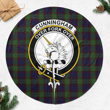 Cunningham Hunting Tartan Christmas Tree Skirt with Family Crest