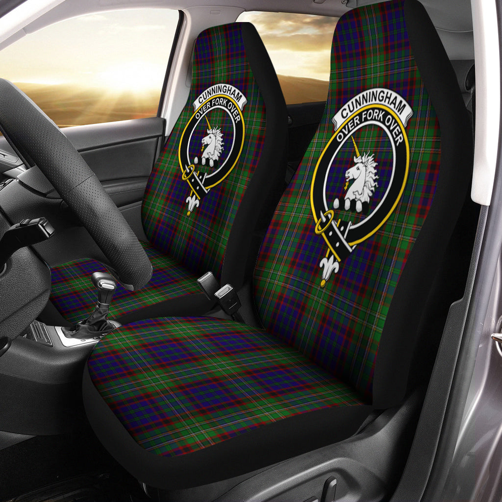 Cunningham Hunting Tartan Car Seat Cover with Family Crest One Size - Tartanvibesclothing