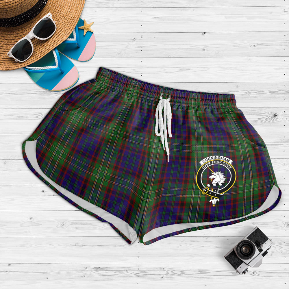 cunningham-hunting-tartan-womens-shorts-with-family-crest