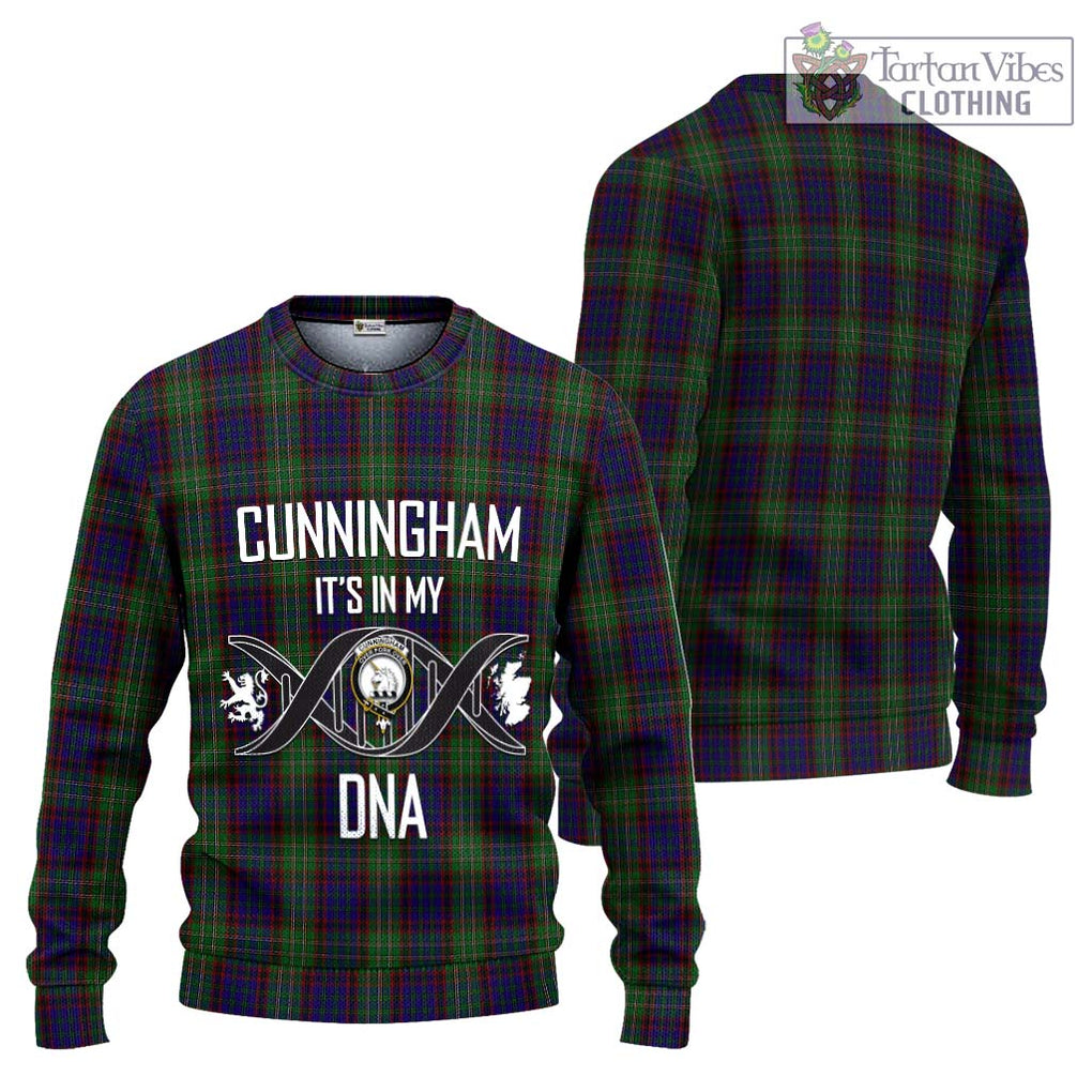 Cunningham Hunting Tartan Knitted Sweater with Family Crest DNA In Me Style Unisex - Tartanvibesclothing Shop