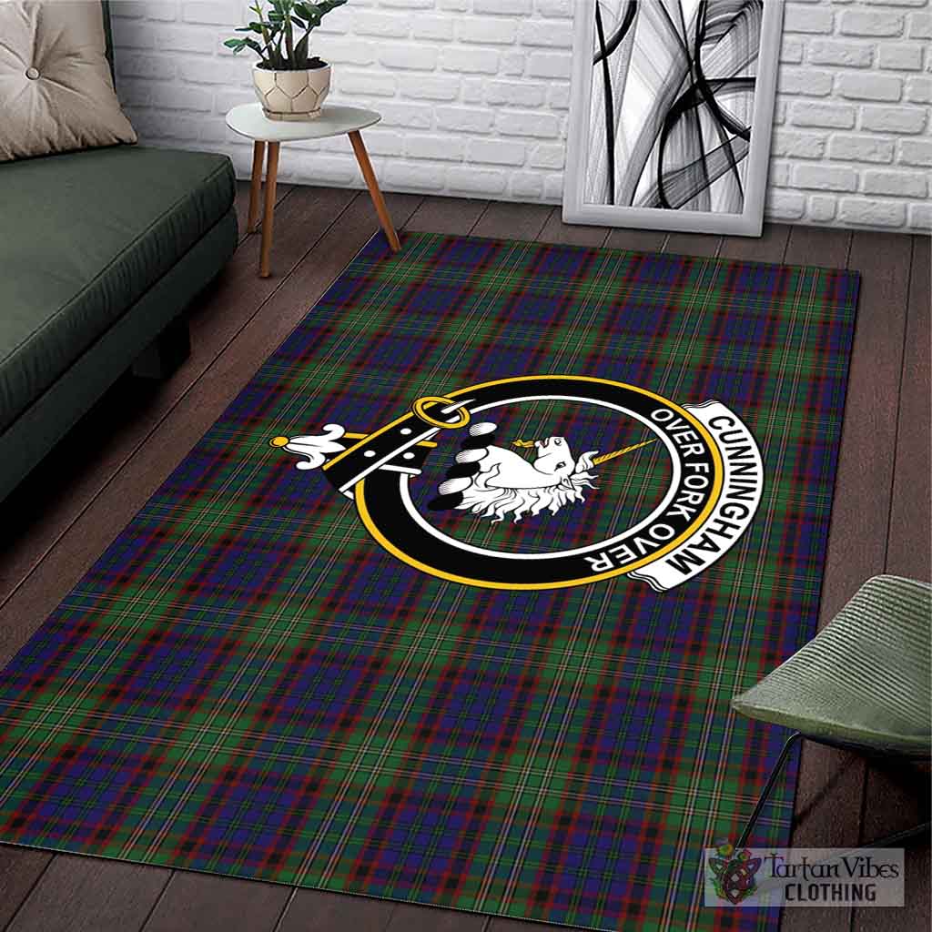 Tartan Vibes Clothing Cunningham Hunting Tartan Area Rug with Family Crest