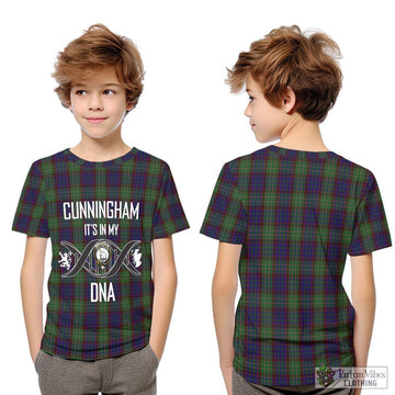 Cunningham Hunting Tartan Kid T-Shirt with Family Crest DNA In Me Style