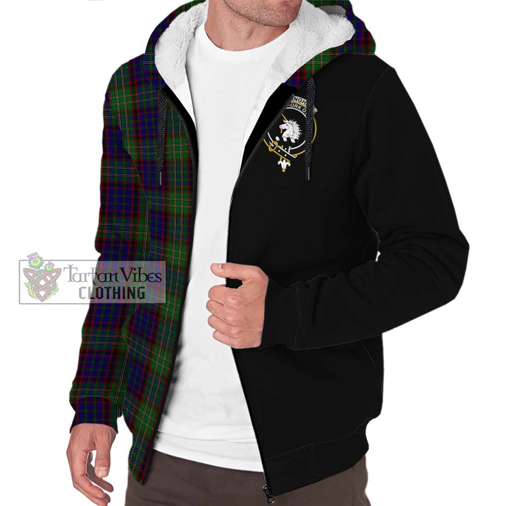 Cunningham Hunting Tartan Sherpa Hoodie with Family Crest and Half Of Me Style Unisex S - Tartanvibesclothing Shop