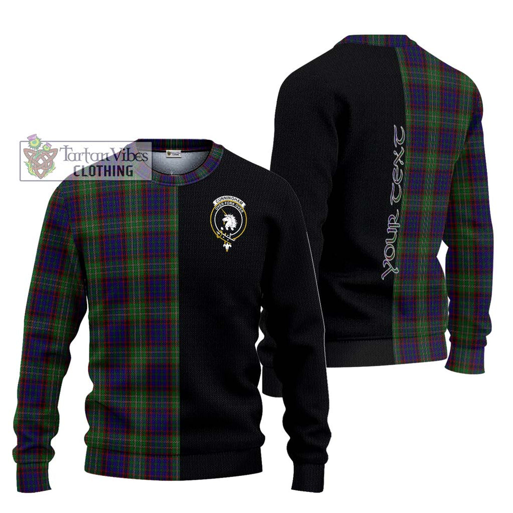 Cunningham Hunting Tartan Knitted Sweater with Family Crest and Half Of Me Style Unisex - Tartanvibesclothing Shop