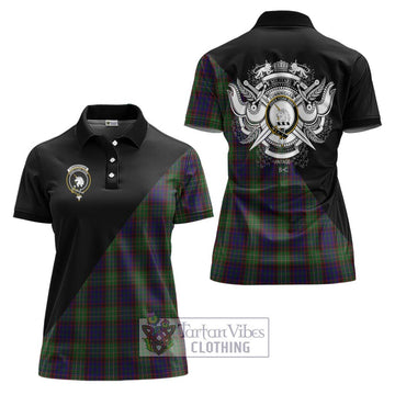 Cunningham Hunting Tartan Women's Polo Shirt with Family Crest and Military Logo Style