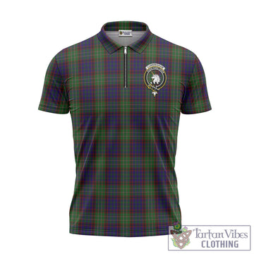 Cunningham Hunting Tartan Zipper Polo Shirt with Family Crest