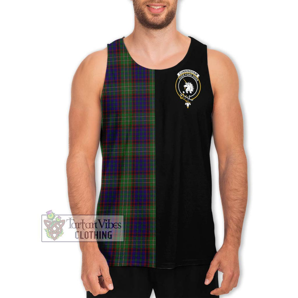 Cunningham Hunting Tartan Men's Tank Top with Family Crest and Half Of Me Style Men - Tartanvibesclothing Shop