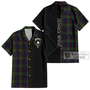 Cunningham Hunting Tartan Short Sleeve Button Shirt with Family Crest and Half Of Me Style