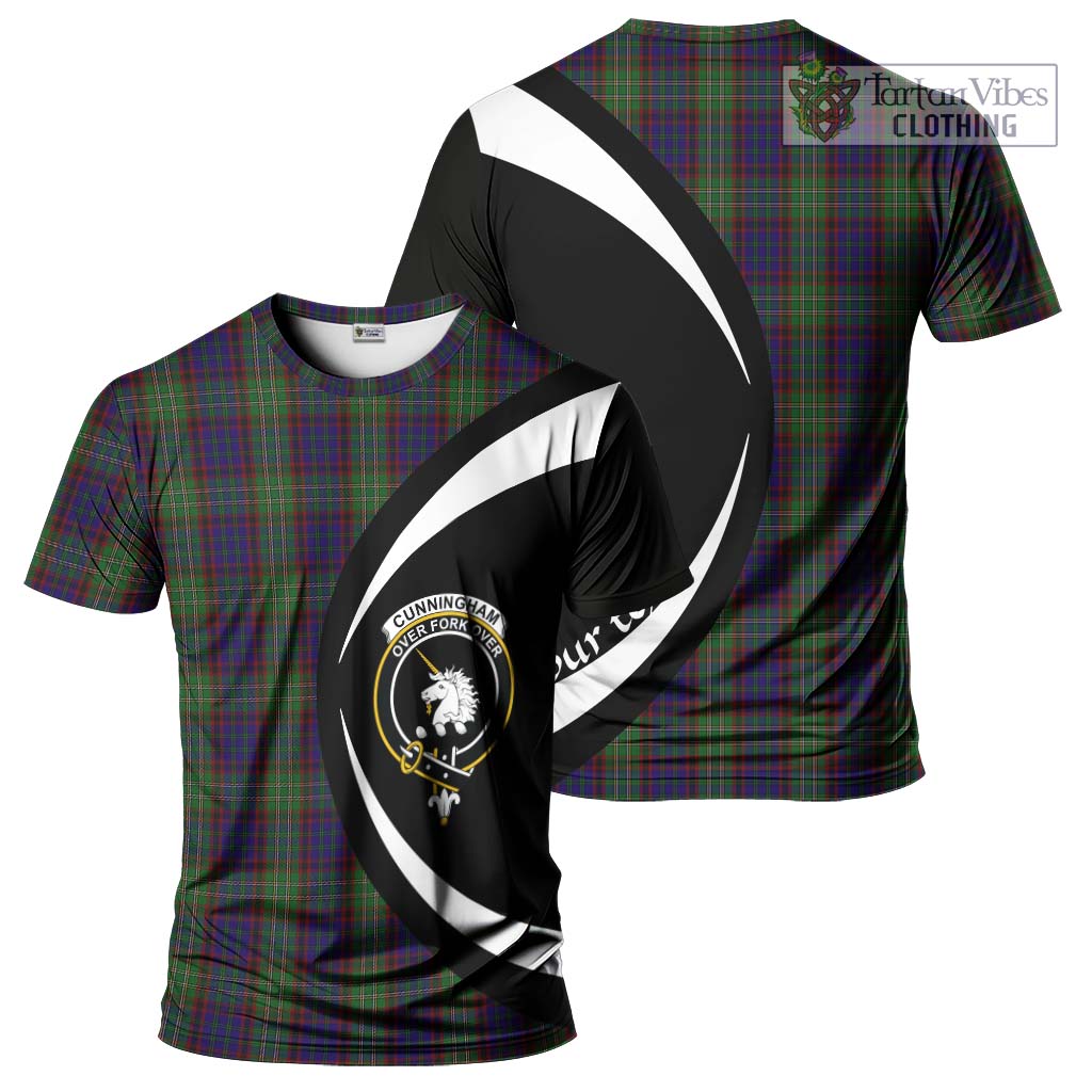 Tartan Vibes Clothing Cunningham Hunting Tartan T-Shirt with Family Crest Circle Style