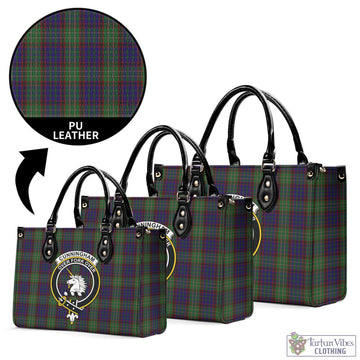 Cunningham Hunting Tartan Luxury Leather Handbags with Family Crest