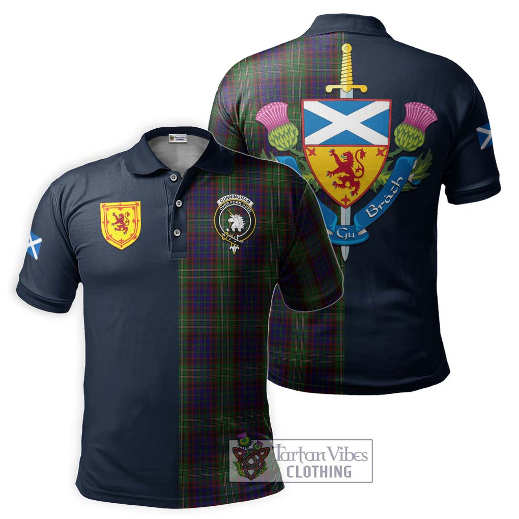 Tartan Vibes Clothing Cunningham Hunting Tartan Polo Shirt with Scottish Lion Royal Arm Half Style