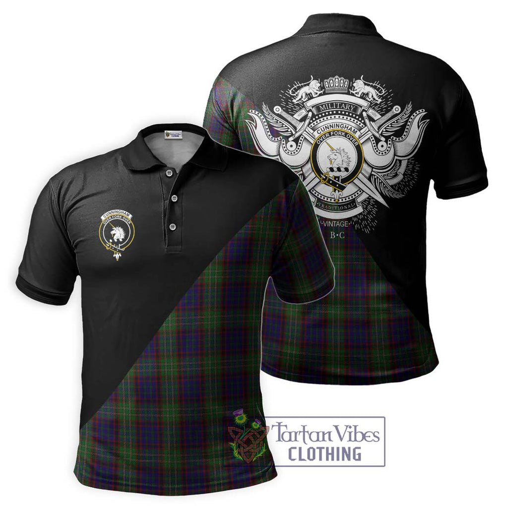 Cunningham Hunting Tartan Polo Shirt with Family Crest and Military Logo Style Kid - Tartanvibesclothing Shop