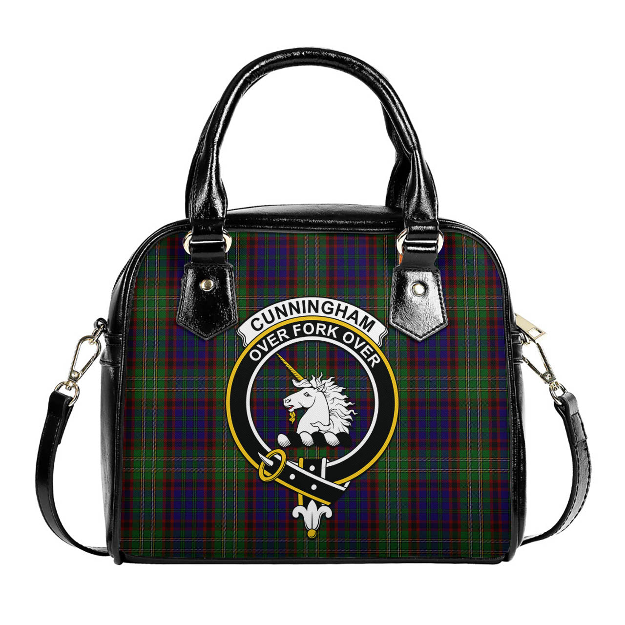 Cunningham Hunting Tartan Shoulder Handbags with Family Crest One Size 6*25*22 cm - Tartanvibesclothing