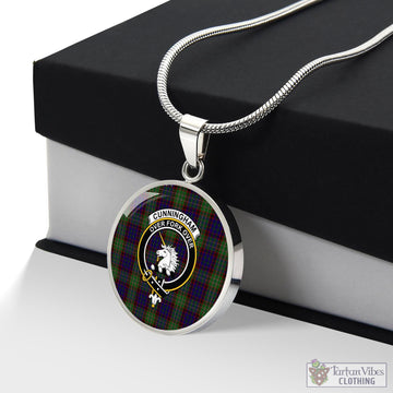 Cunningham Hunting Tartan Circle Necklace with Family Crest