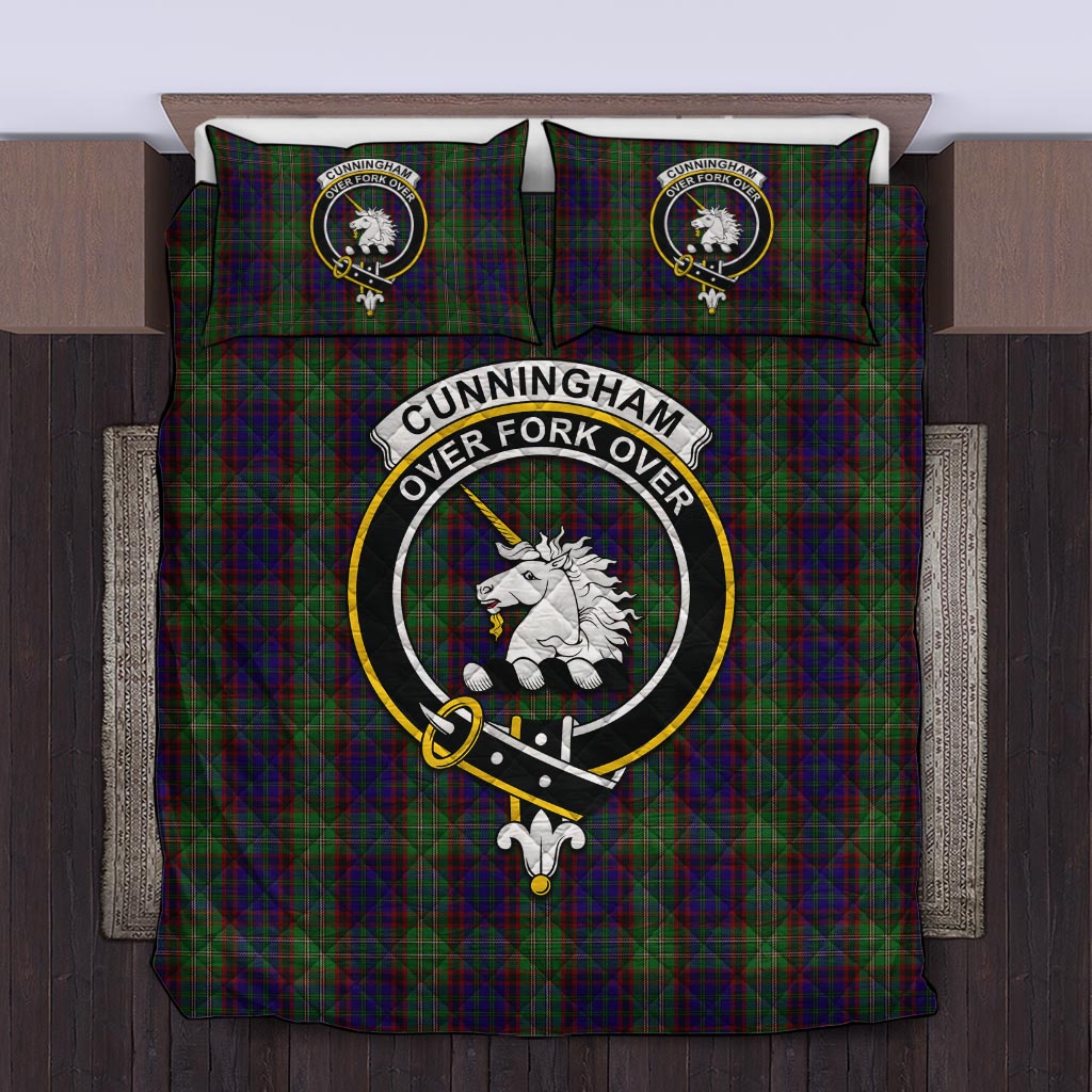 Cunningham Hunting Tartan Quilt Bed Set with Family Crest Twin - Tartan Vibes Clothing