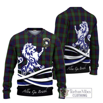 Cunningham Hunting Tartan Ugly Sweater with Alba Gu Brath Regal Lion Emblem