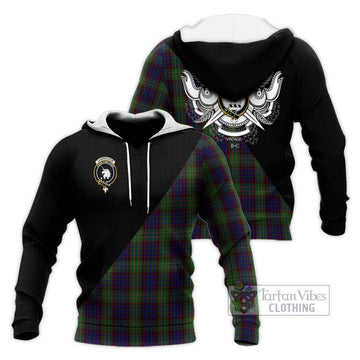 Cunningham Hunting Tartan Knitted Hoodie with Family Crest and Military Logo Style