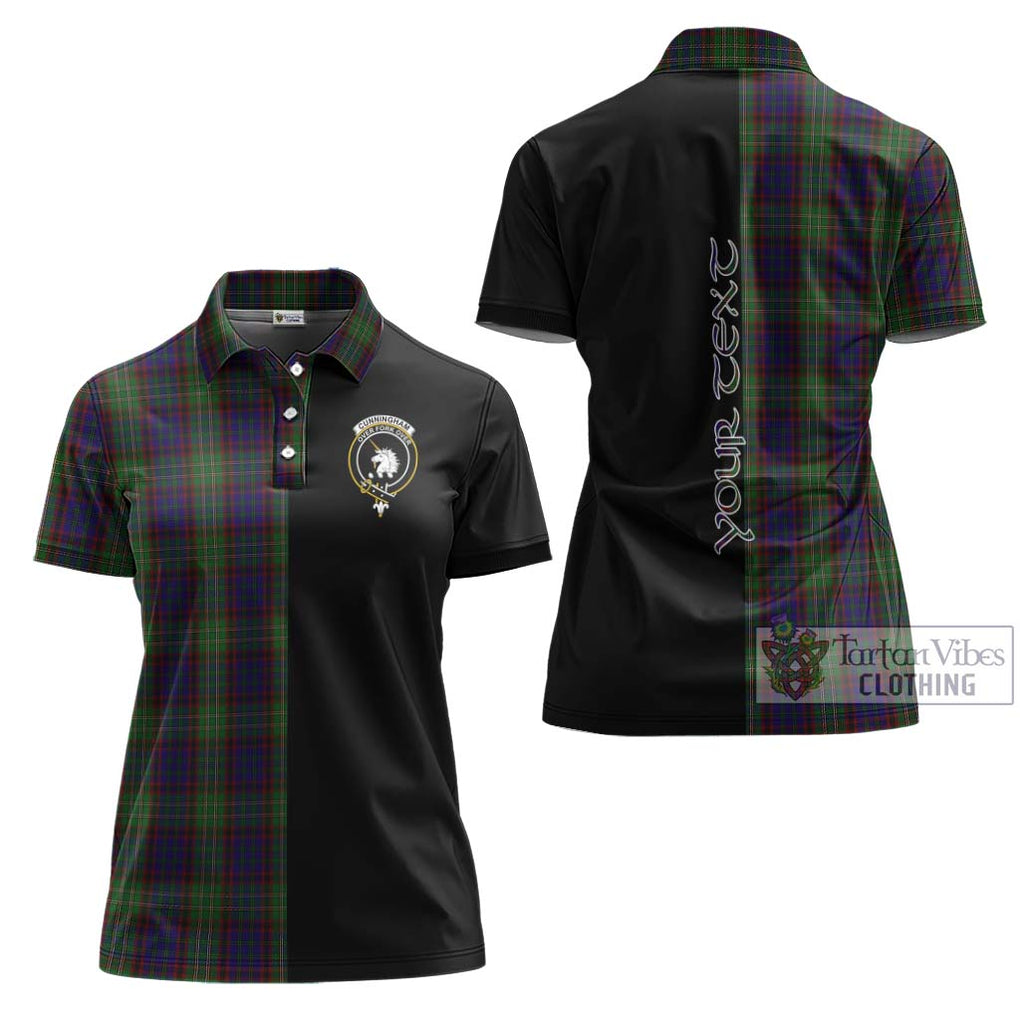 Cunningham Hunting Tartan Women's Polo Shirt with Family Crest and Half Of Me Style Women - Tartanvibesclothing Shop