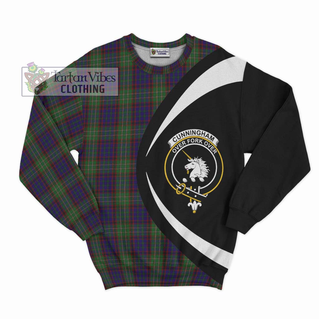 Cunningham Hunting Tartan Sweatshirt with Family Crest Circle Style Unisex - Tartan Vibes Clothing