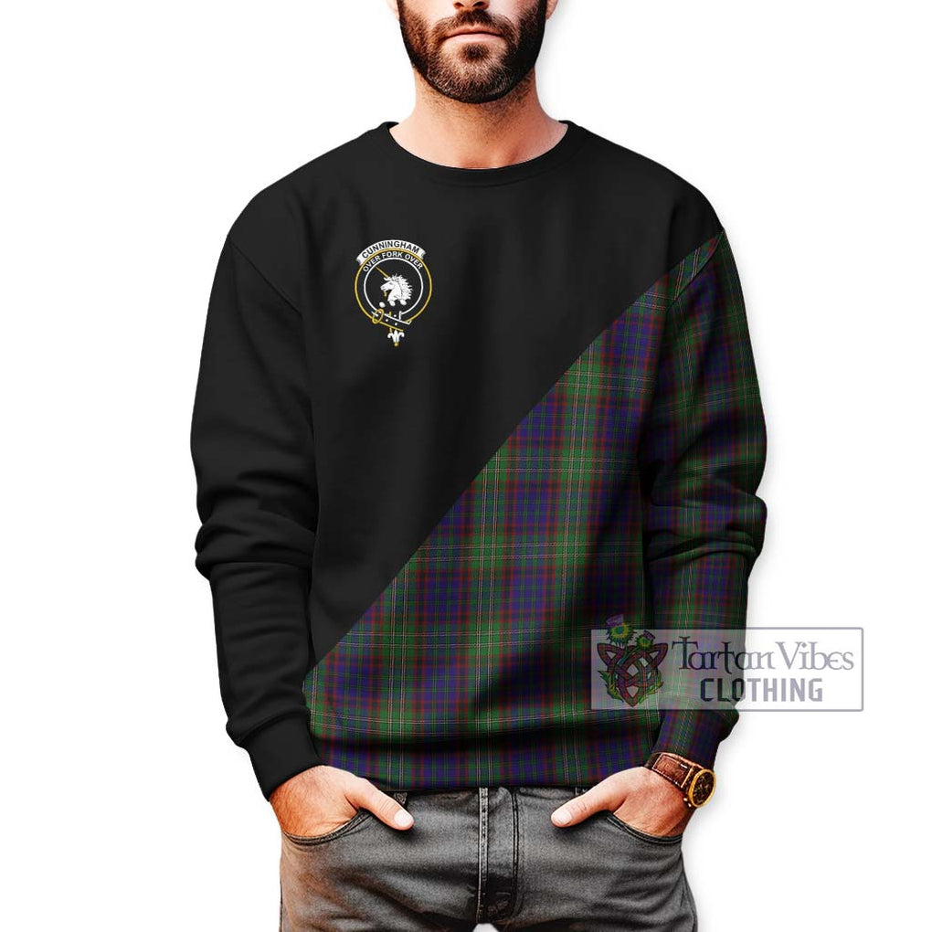 Cunningham Hunting Tartan Sweatshirt with Family Crest and Military Logo Style Unisex - Tartanvibesclothing Shop