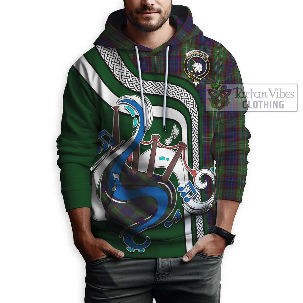 Cunningham Hunting Tartan Hoodie with Epic Bagpipe Style Zip Hoodie - Tartanvibesclothing Shop