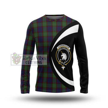 Cunningham Hunting Tartan Long Sleeve T-Shirt with Family Crest Circle Style