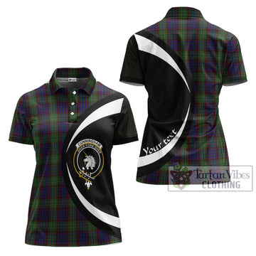 Cunningham Hunting Tartan Women's Polo Shirt with Family Crest Circle Style