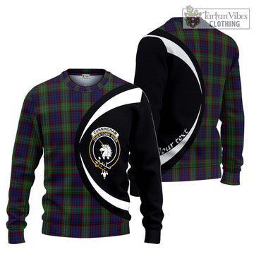 Cunningham Hunting Tartan Ugly Sweater with Family Crest Circle Style