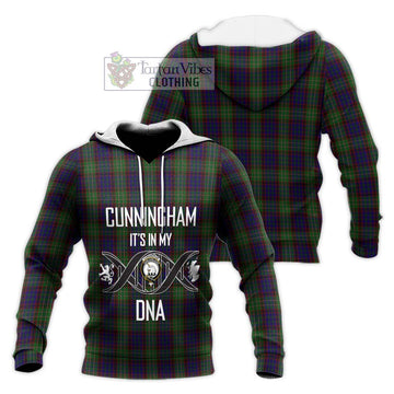 Cunningham Hunting Tartan Knitted Hoodie with Family Crest DNA In Me Style