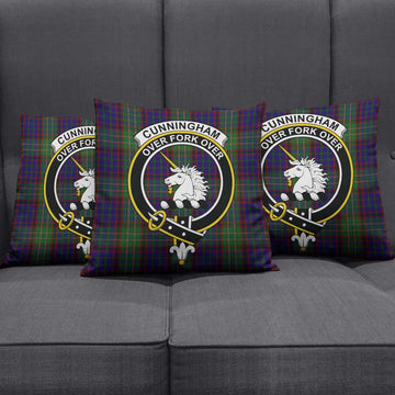 Cunningham Hunting Tartan Pillow Cover with Family Crest