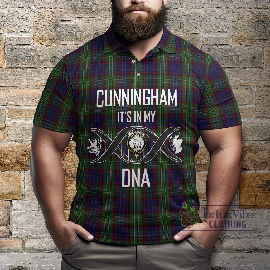 Tartan Vibes Clothing Cunningham Hunting Tartan Polo Shirt with Family Crest DNA In Me Style